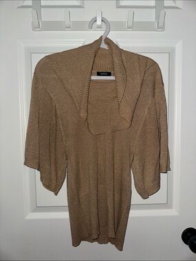 XOXO Metallic Tan Cowl-Neck Knit Pullover